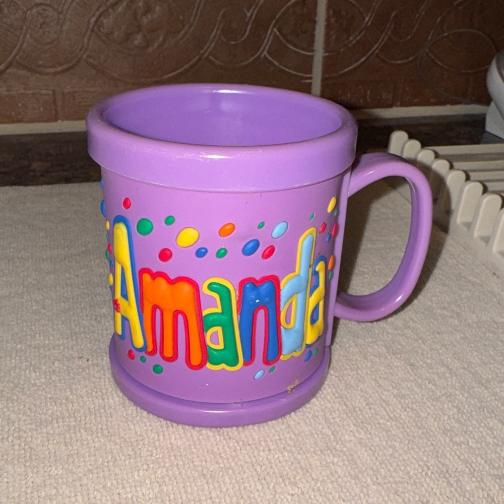 Colorful 3D Personalized Amanda Mug Cup Purple Plastic with handle